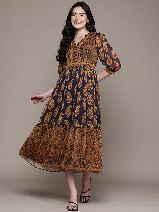 aarke Ritu Kumar Ethnic Motifs Printed A-Line Dress