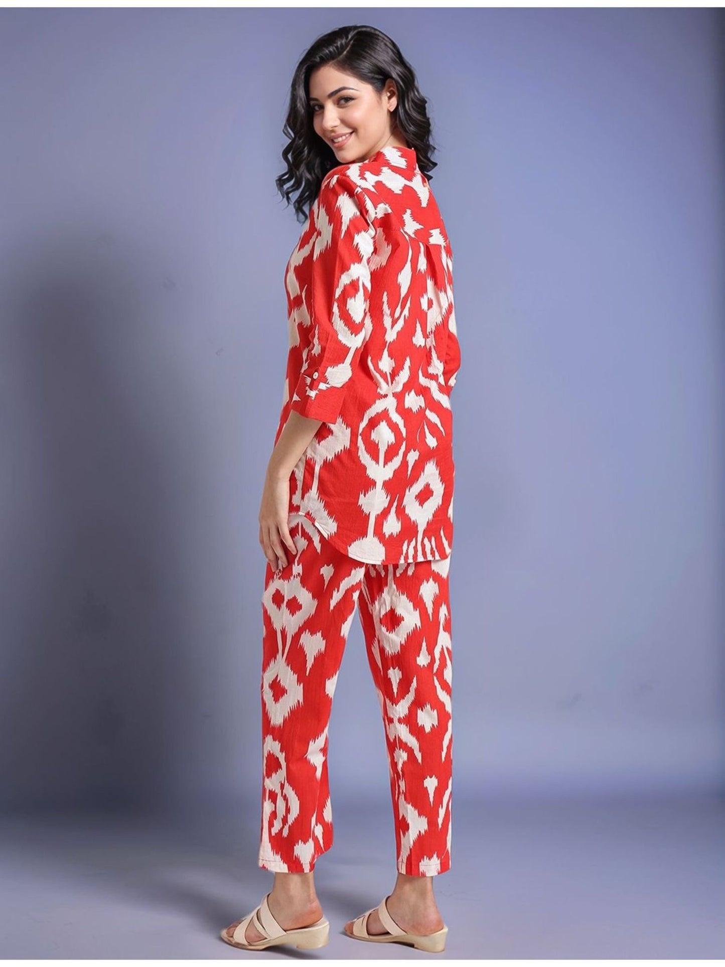 Printed Cotton Blend Shirt with Trousers (Set of 2)