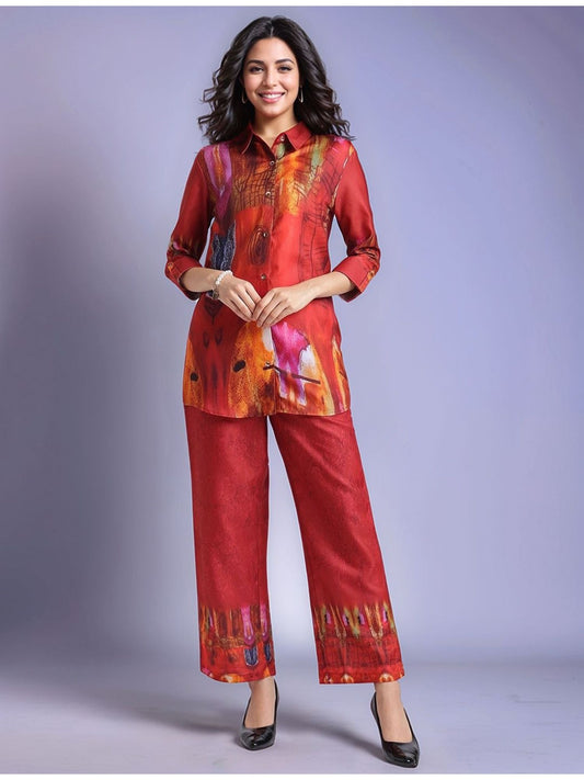 Printed Cotton Blend Shirt with Trousers (Set of 2)