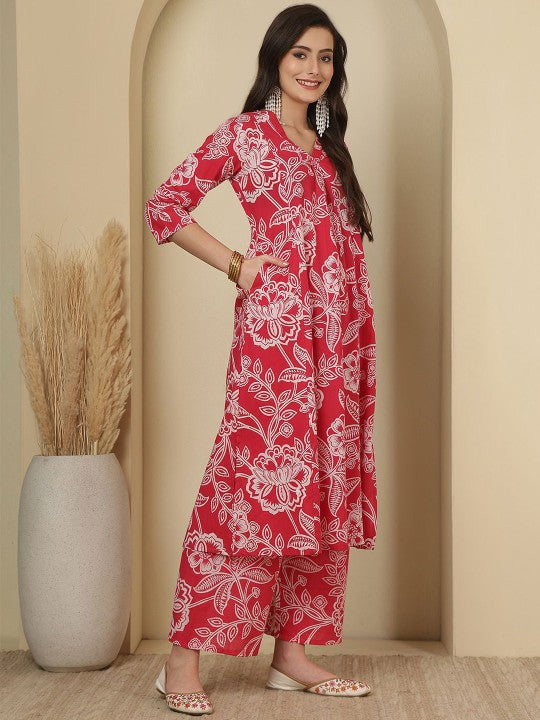Printed Pure Cotton Tunic With palazzos Co-Ords