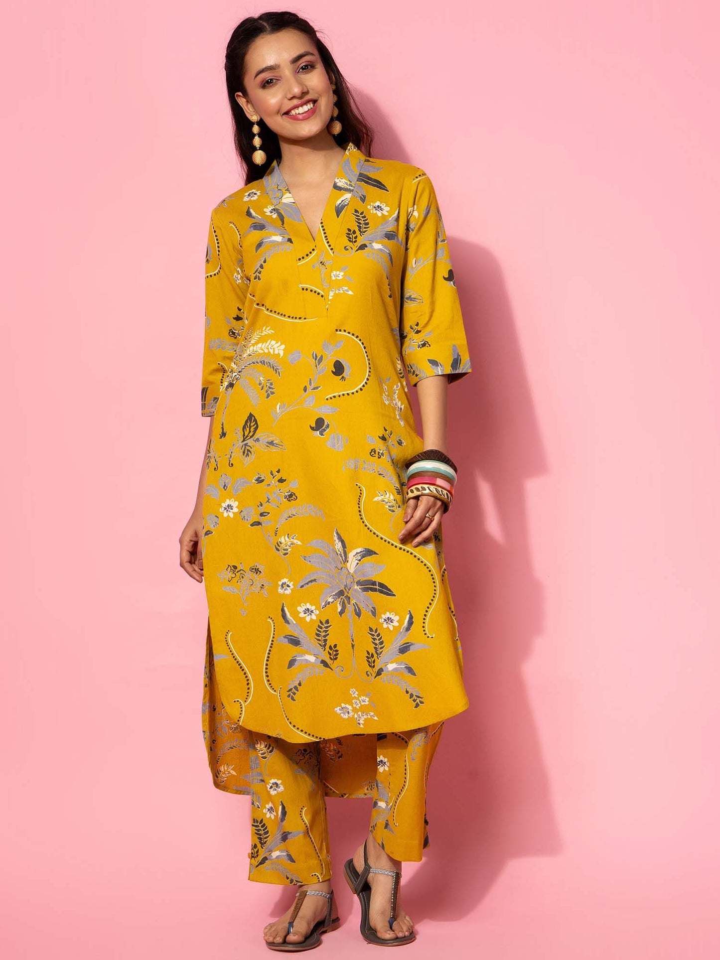 Floral Printed Straight Co-ord (Set of 2)