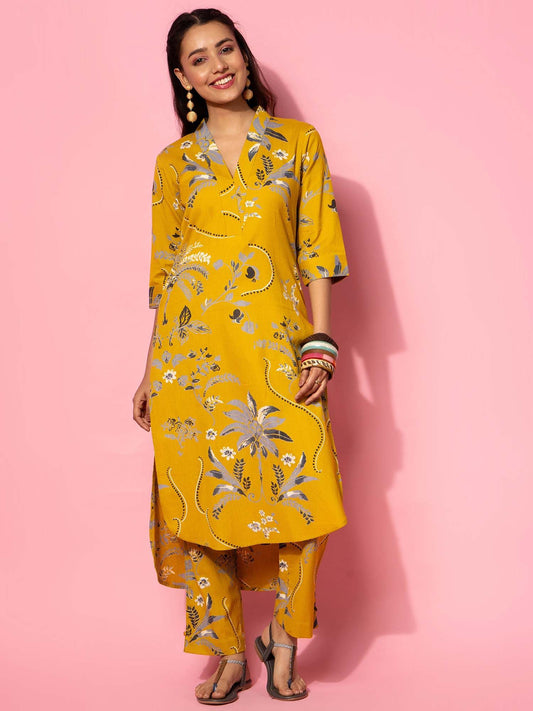 Floral Printed Straight Co-ord (Set of 2)