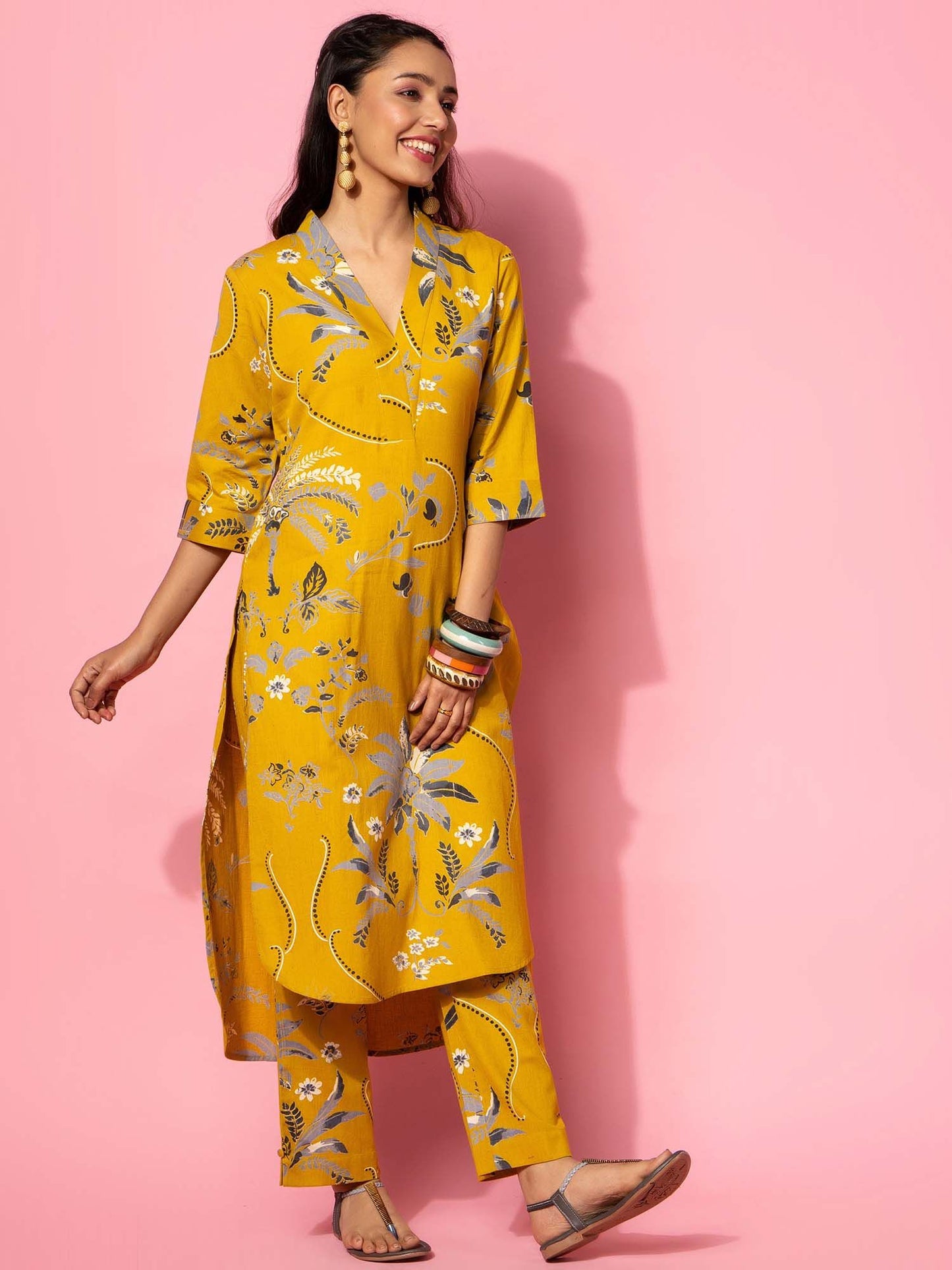 Floral Printed Straight Co-ord (Set of 2)