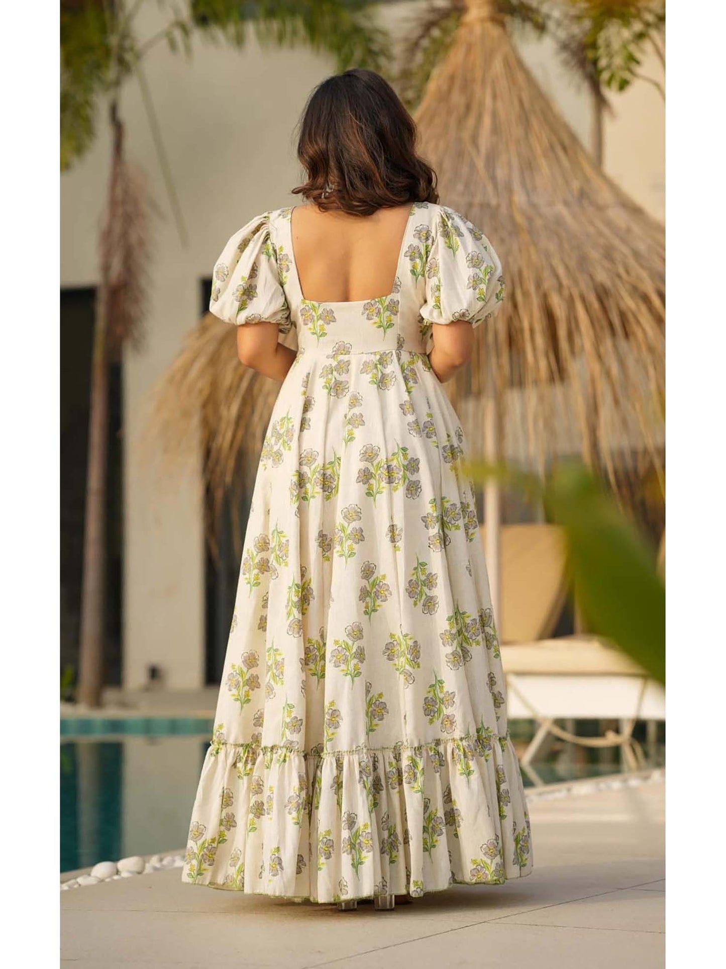 Floral Printed Rayon Tiered Dress