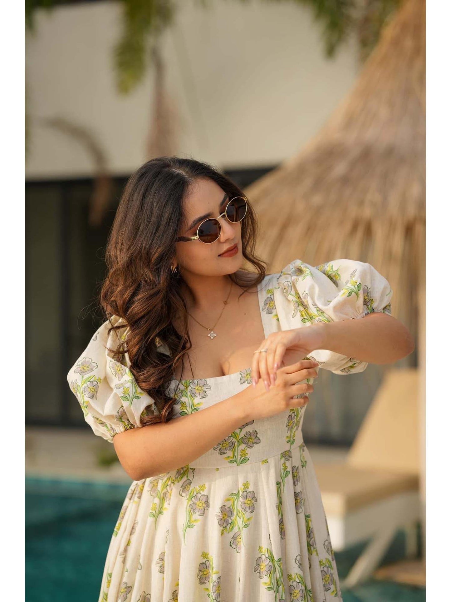 Floral Printed Rayon Tiered Dress