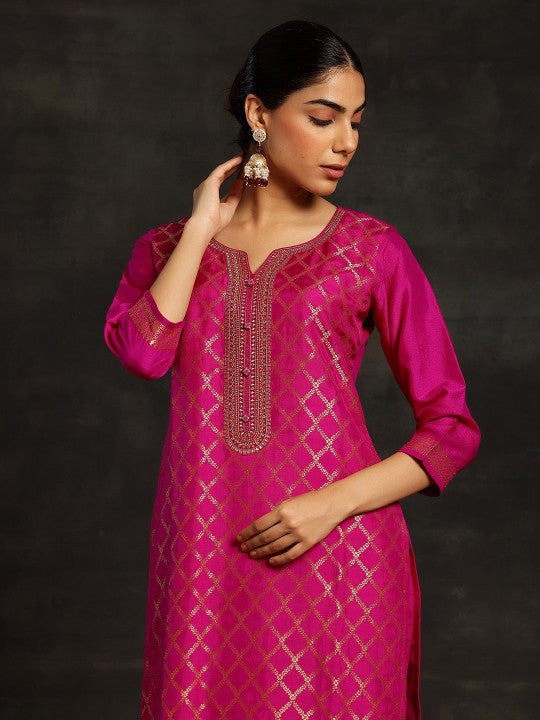 Floral Woven Design Regular Kurta