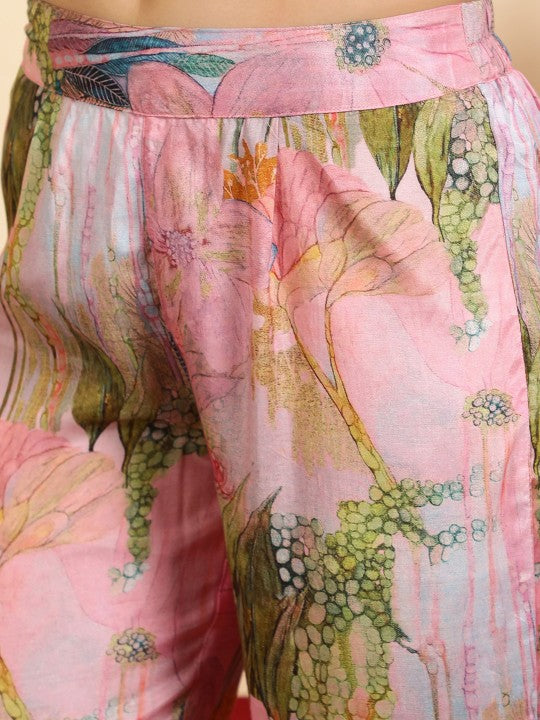 Jaipur Kurti Printed Shirt Collar Tunic & Trousers