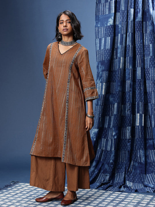 Taavi Bagru Indie Prints Pure Cotton Kurta with Trousers & Dupatta