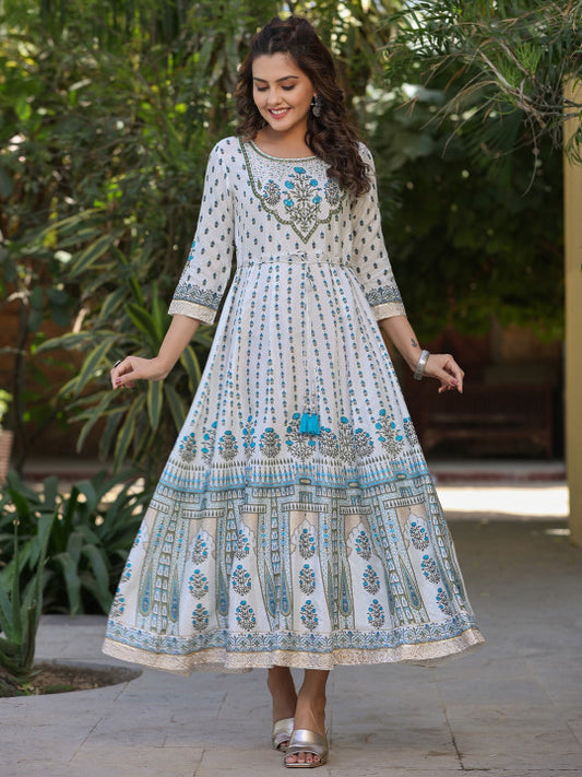 Printed Fit & Flared Anarkali Maxi Ethnic Dress