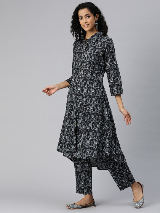 Floral Printed Pure Cotton Kurta with Palazzos
