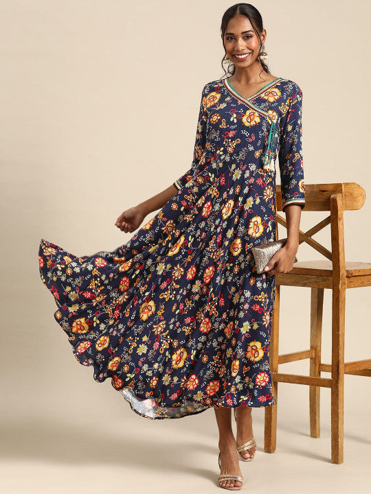 Anouk Floral Print Liva A-Line Midi Dress
