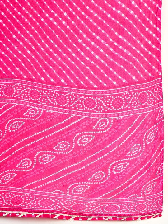 Anouk Women Bandhani Embroidered Empire Pure Cotton Kurta