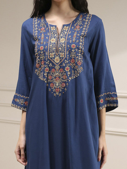 Biba Women Ethnic Motifs Embroidered Kurta with Palazzo & Dupatta