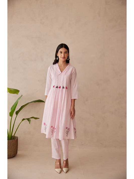 Women Pink Embroidered Co-Ord Set