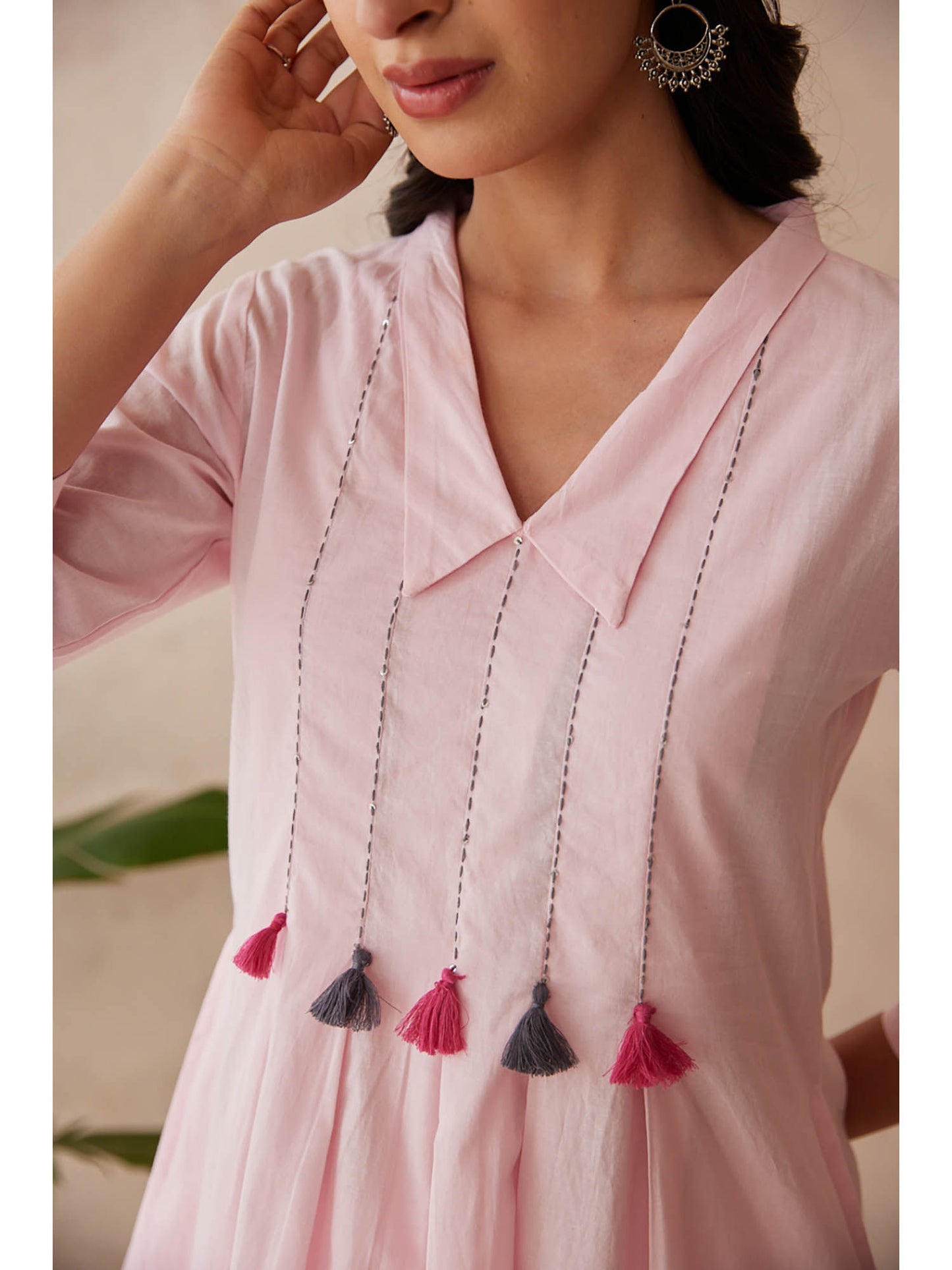 Women Pink Embroidered Co-Ord Set