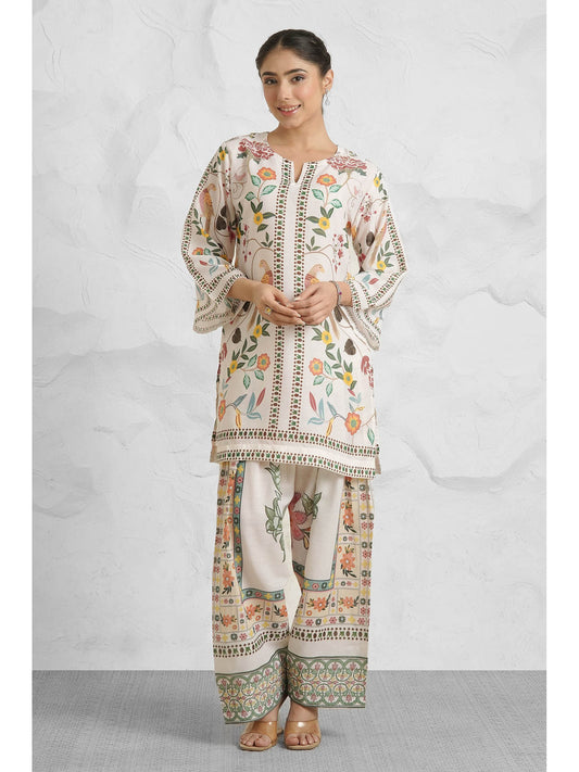 Women Off White Floral Co-Ord Set