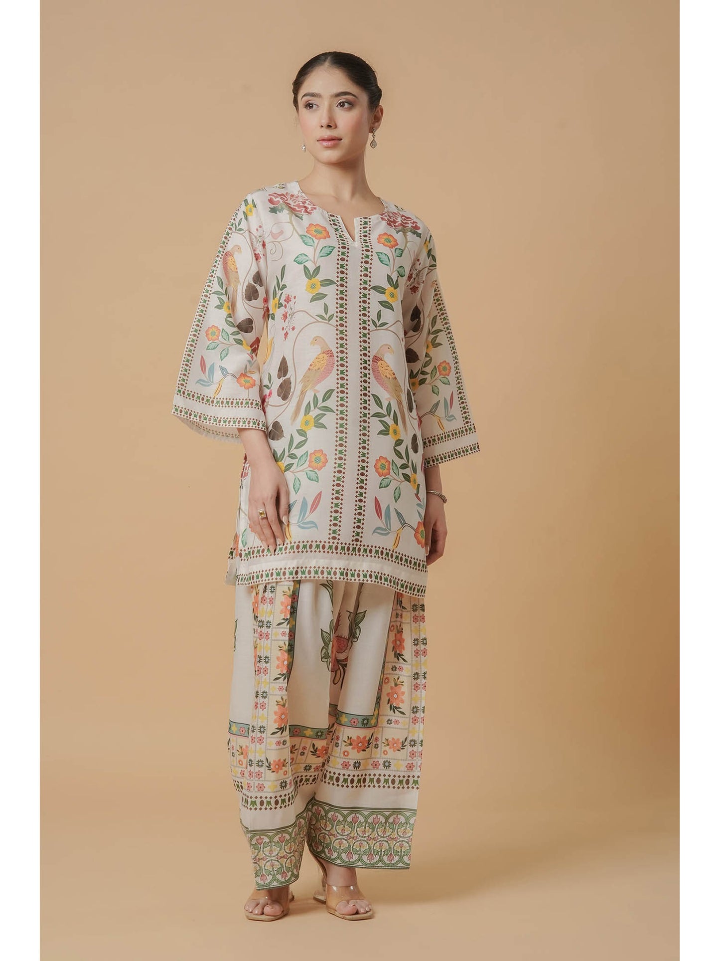 Women Off White Floral Co-Ord Set