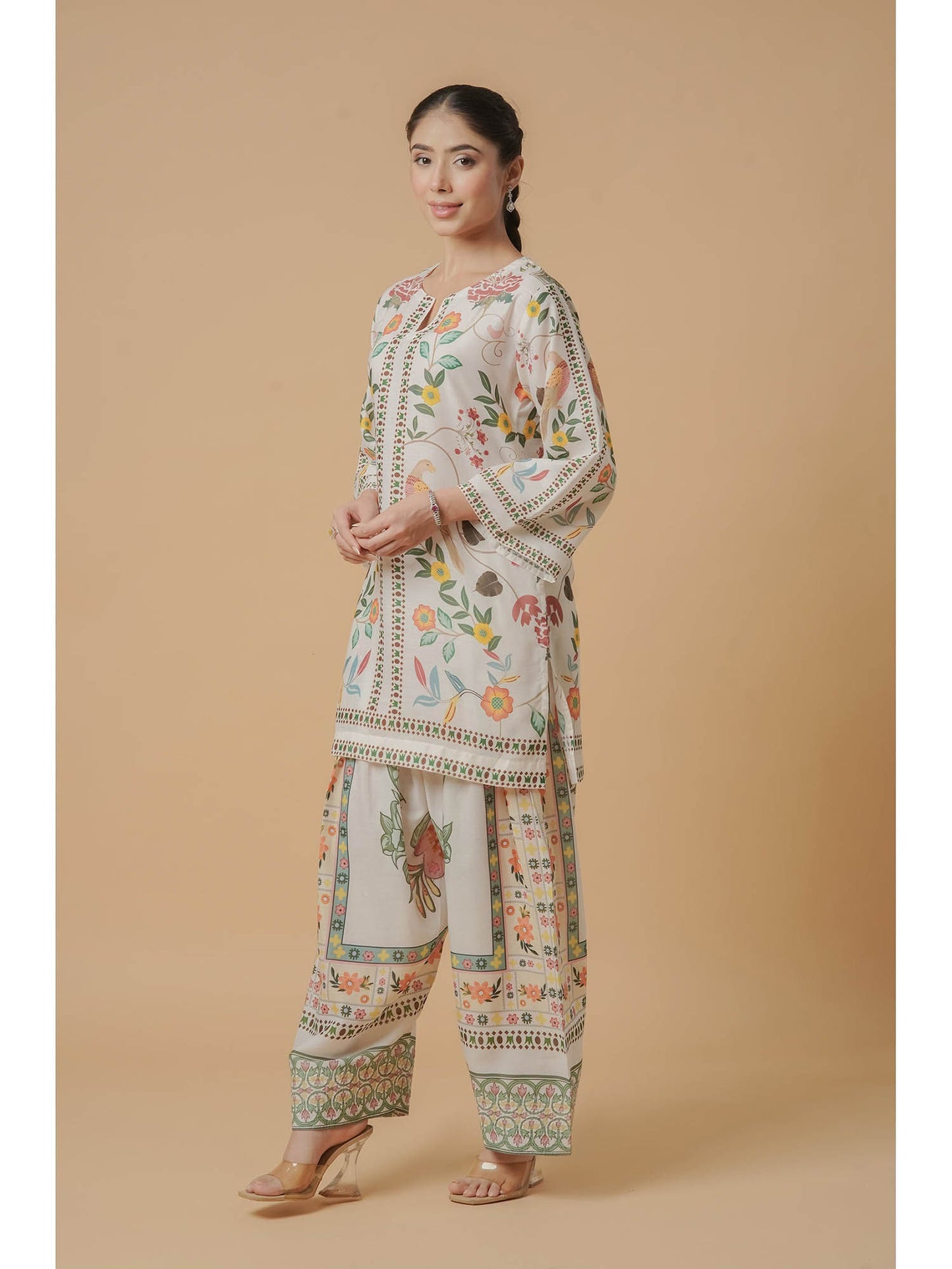 Women Off White Floral Co-Ord Set