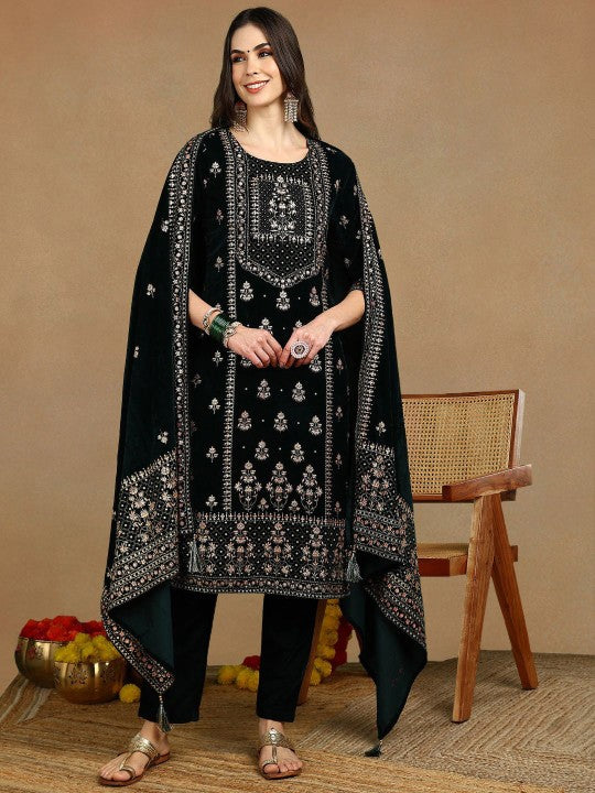 House of Pataudi Ethnic Motif Printed Straight Kurta