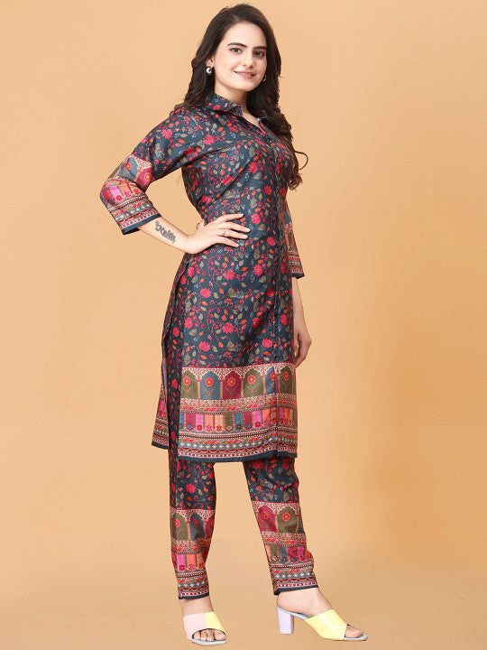Aardiva Floral Printed Straight Kurta with Trousers