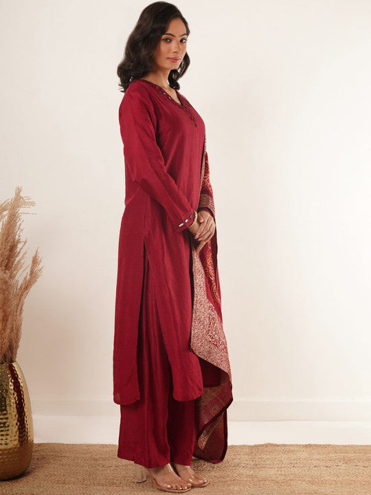ZNKL Women Regular Mirror Work Straight Kurta with Salwar & Dupatta