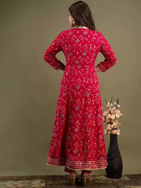 DIVASTRI Women Ethnic Print Embroidered Regular Pure Cotton Kurta With Trousers & Dupatta