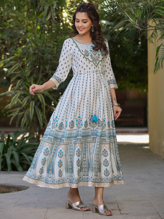 Printed Fit & Flared Anarkali Maxi Ethnic Dress