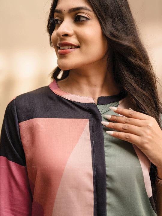HAY Printed Mandarin Collar Top With Trousers Co-Ords