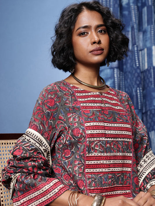 Taavi Bagru Indie Floral Printed Kurta with Palazzos & Dupatta