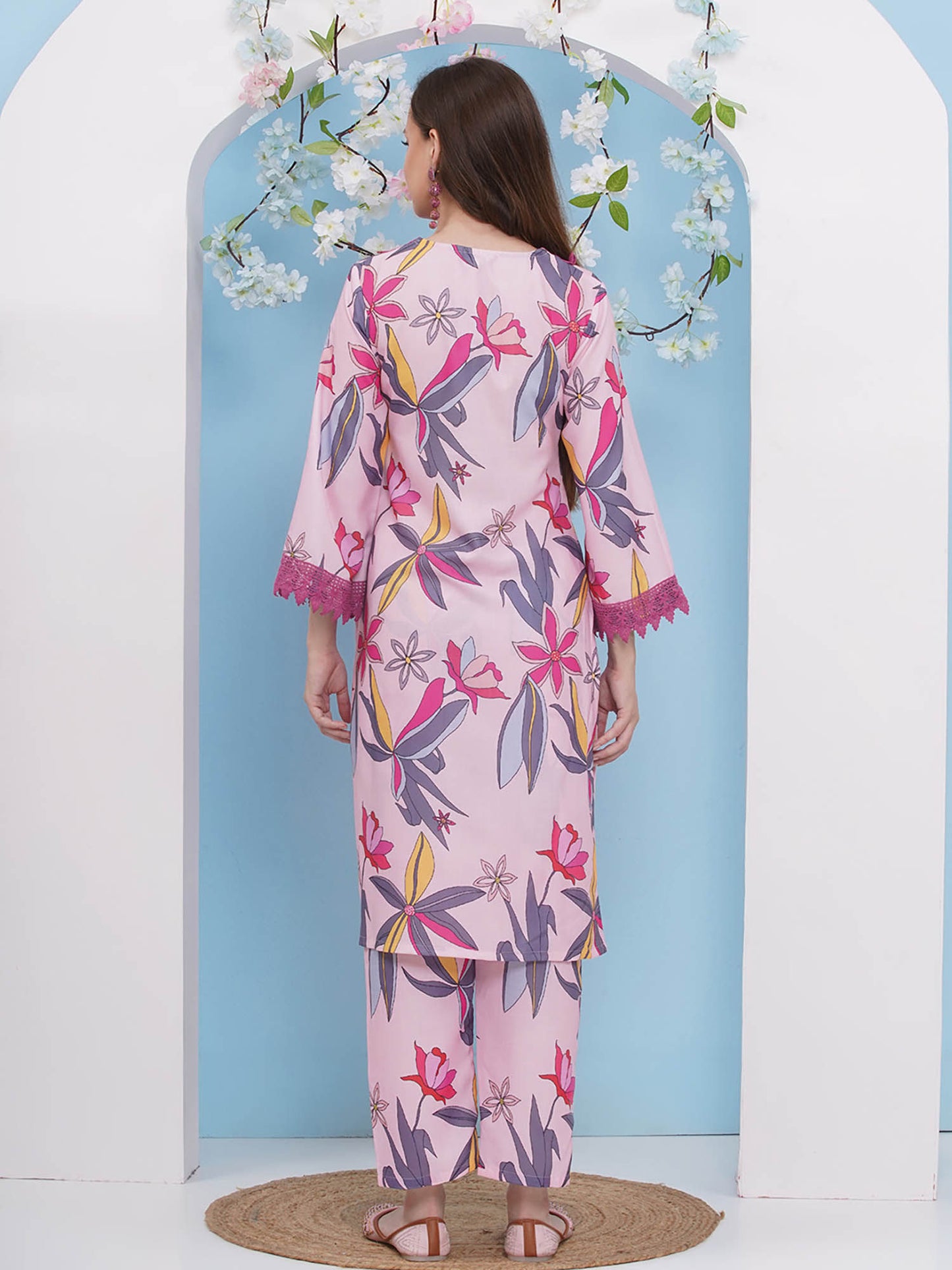 Floral Printed Viscose Rayon Straight Co-Ord Set