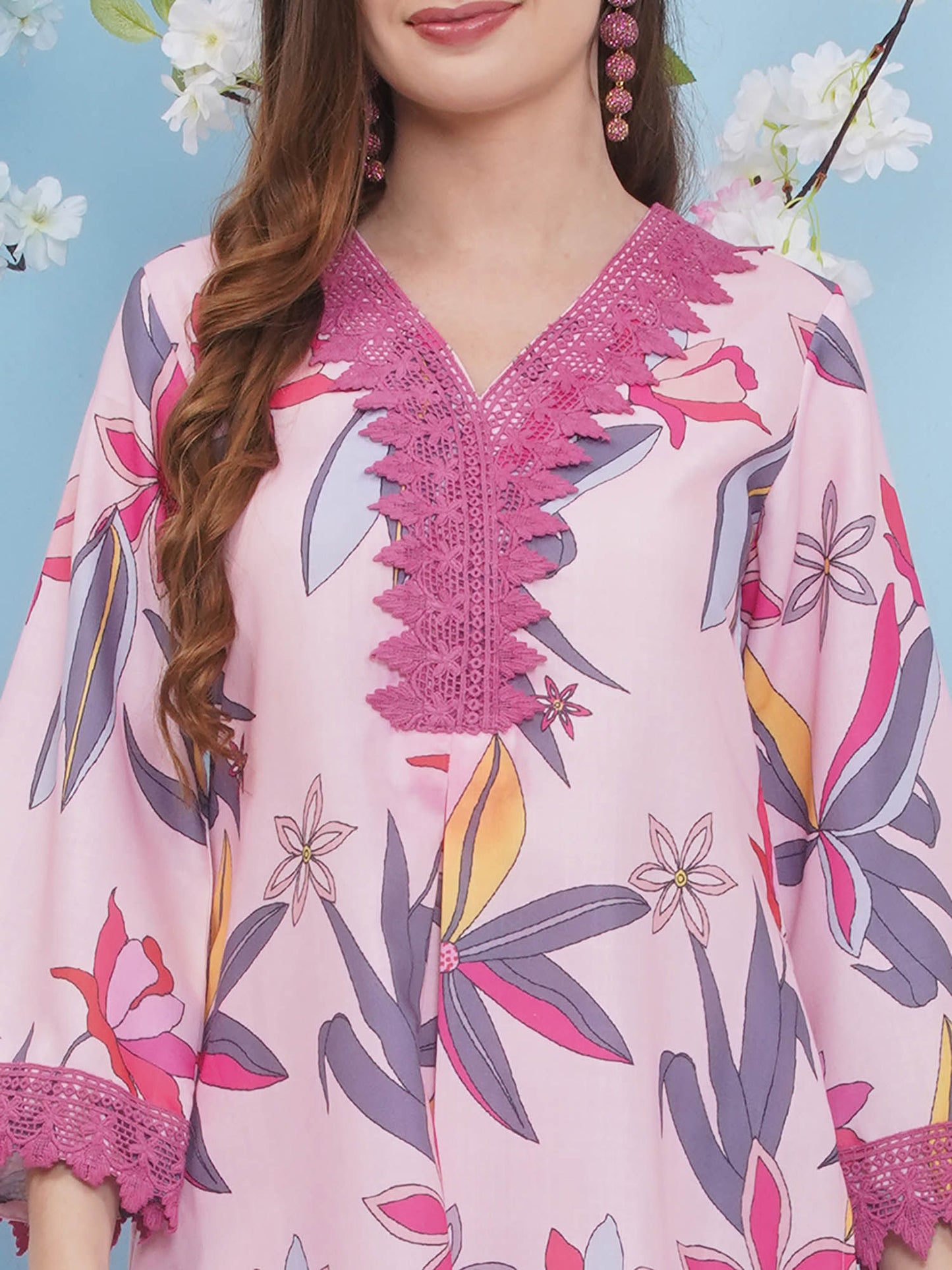 Floral Printed Viscose Rayon Straight Co-Ord Set
