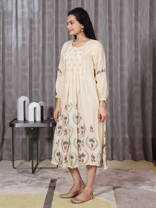 SUKRUTI DESIGN Ethnic Motifs A-Line Midi  Ethnic Dress