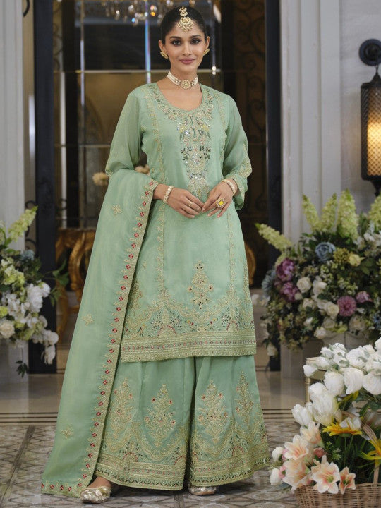AUTUMN LANE Women Tansu Fern Full Work Heavy Gharara Set