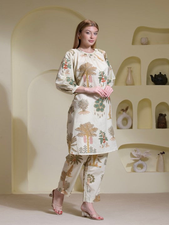 The Quince Life Printed Pure Cotton Tunic With Trousers Co-Ords