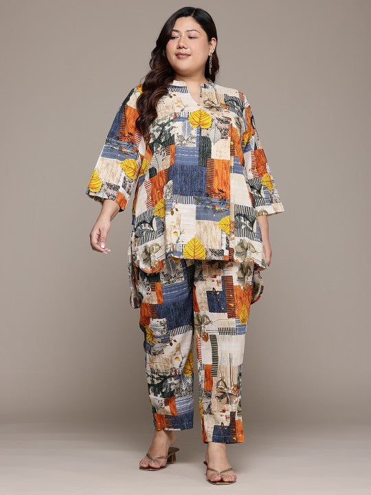 Printed Pure Cotton Tunic With Trousers