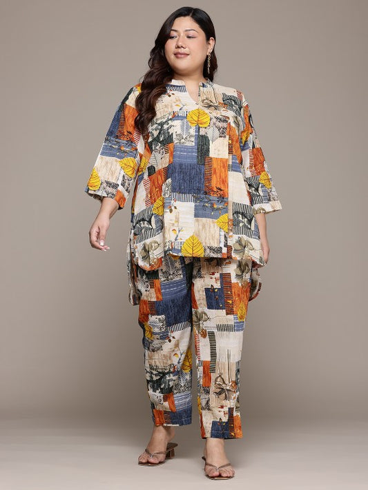 Printed Pure Cotton Tunic With Trousers