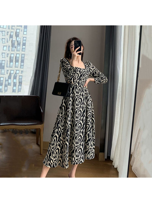 Women Black Printed Midi Dress