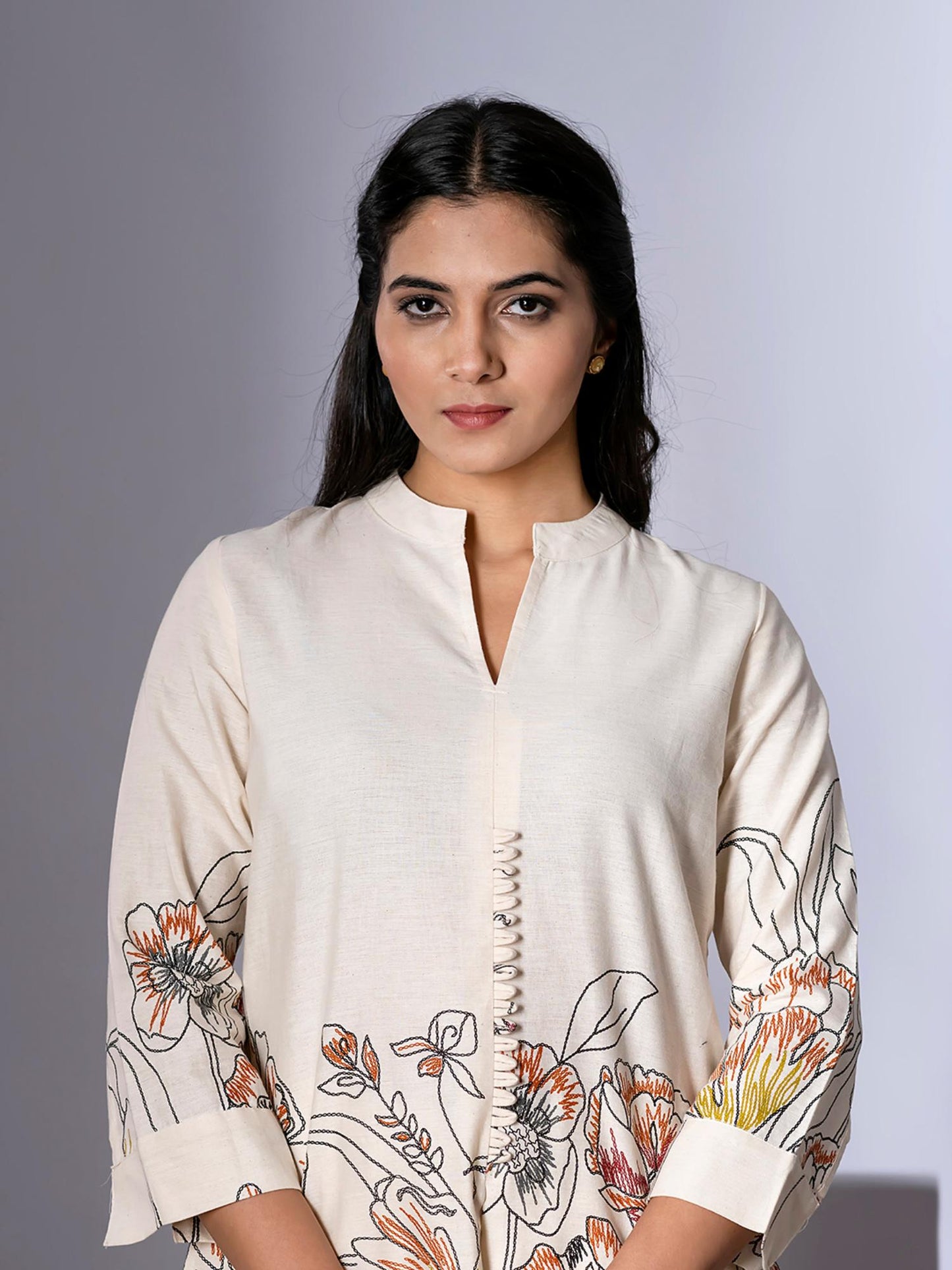 Women Off White Printed Co-Ord (Set of 2)