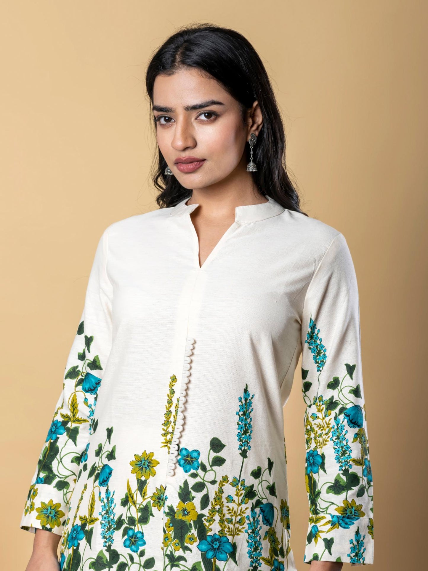 Women Off White Printed Co-Ord (Set of 2)