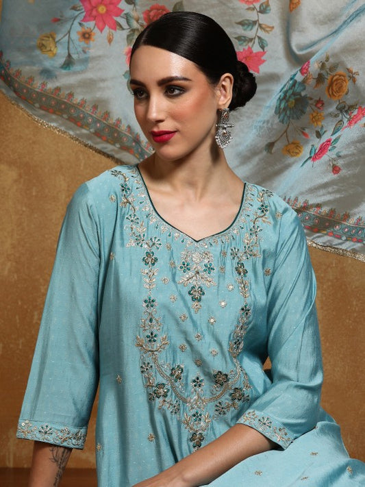Varanga Women Floral Embroidered Regular Thread Work Kurta