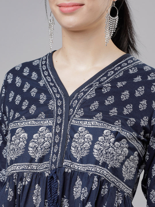 Vishudh Women Navy Blue Empire Dress