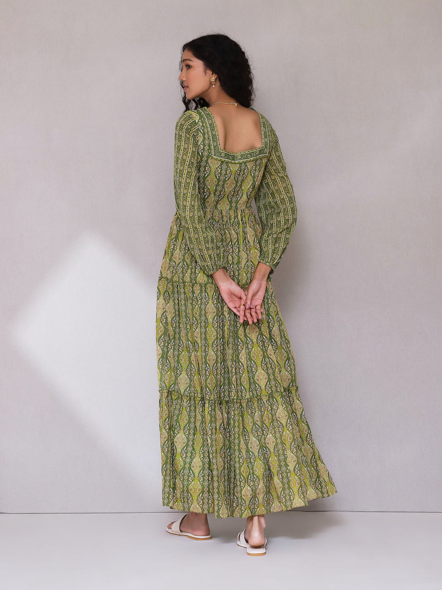 Green Printed Long Dress