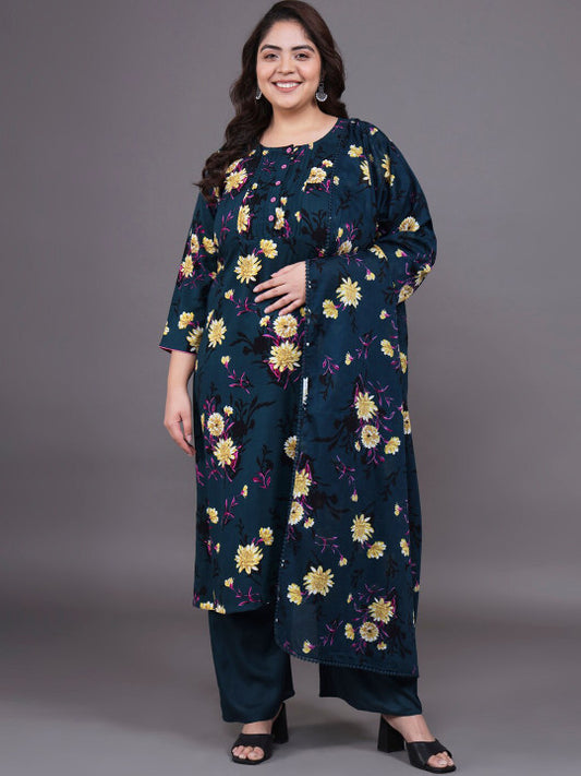 Tissu Floral Printed Kurta with Palazzos & Dupatta