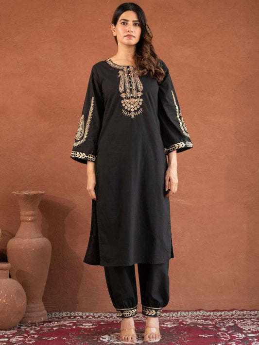 COTTONS DAILY Ethnic Motifs Yoke Design Pure Cotton Kurta With Trouser And Dupatta