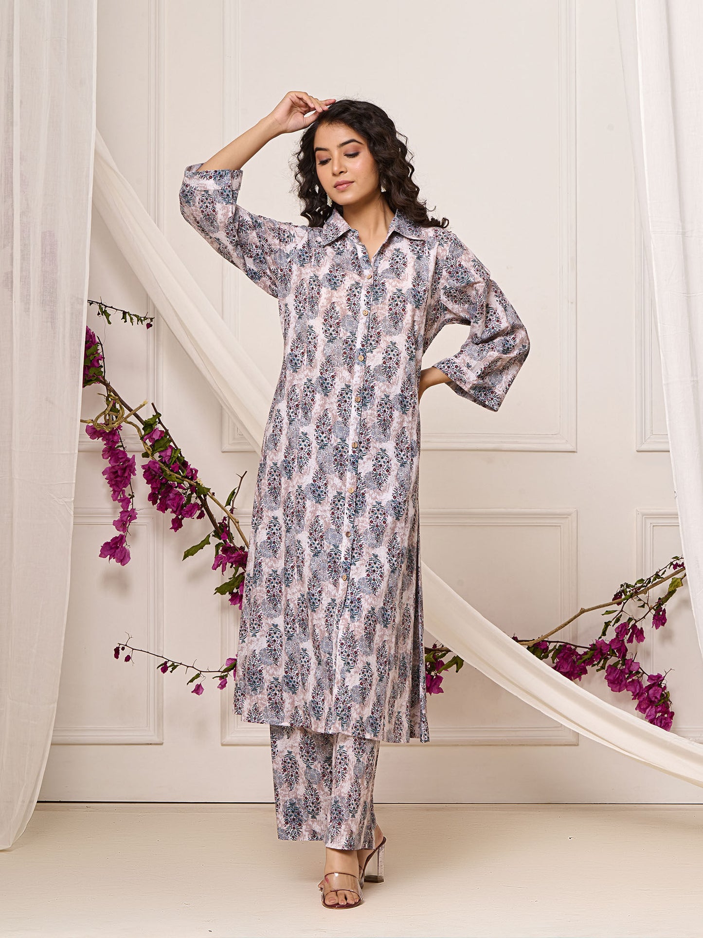 Blooming Floral Printed Cotton Co-Ord (Set of 2)