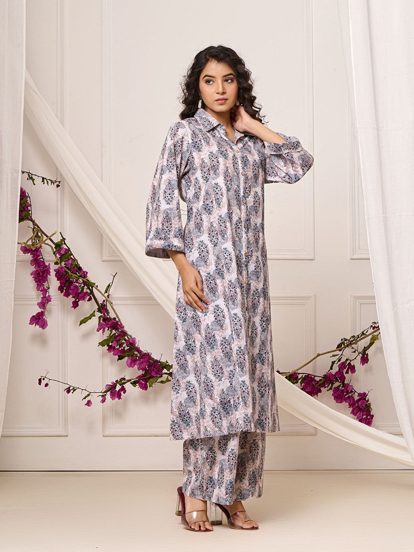 Blooming Floral Printed Cotton Co-Ord (Set of 2)