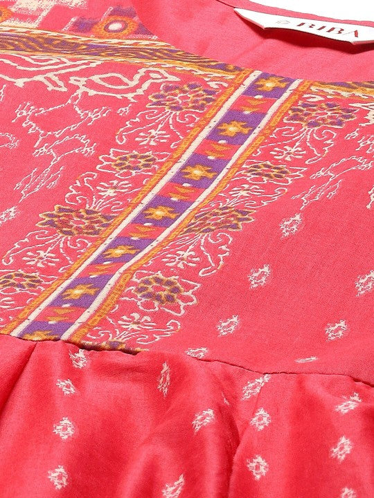 Biba Ethnic Motifs Printed Kurta & Palazzos With Dupatta
