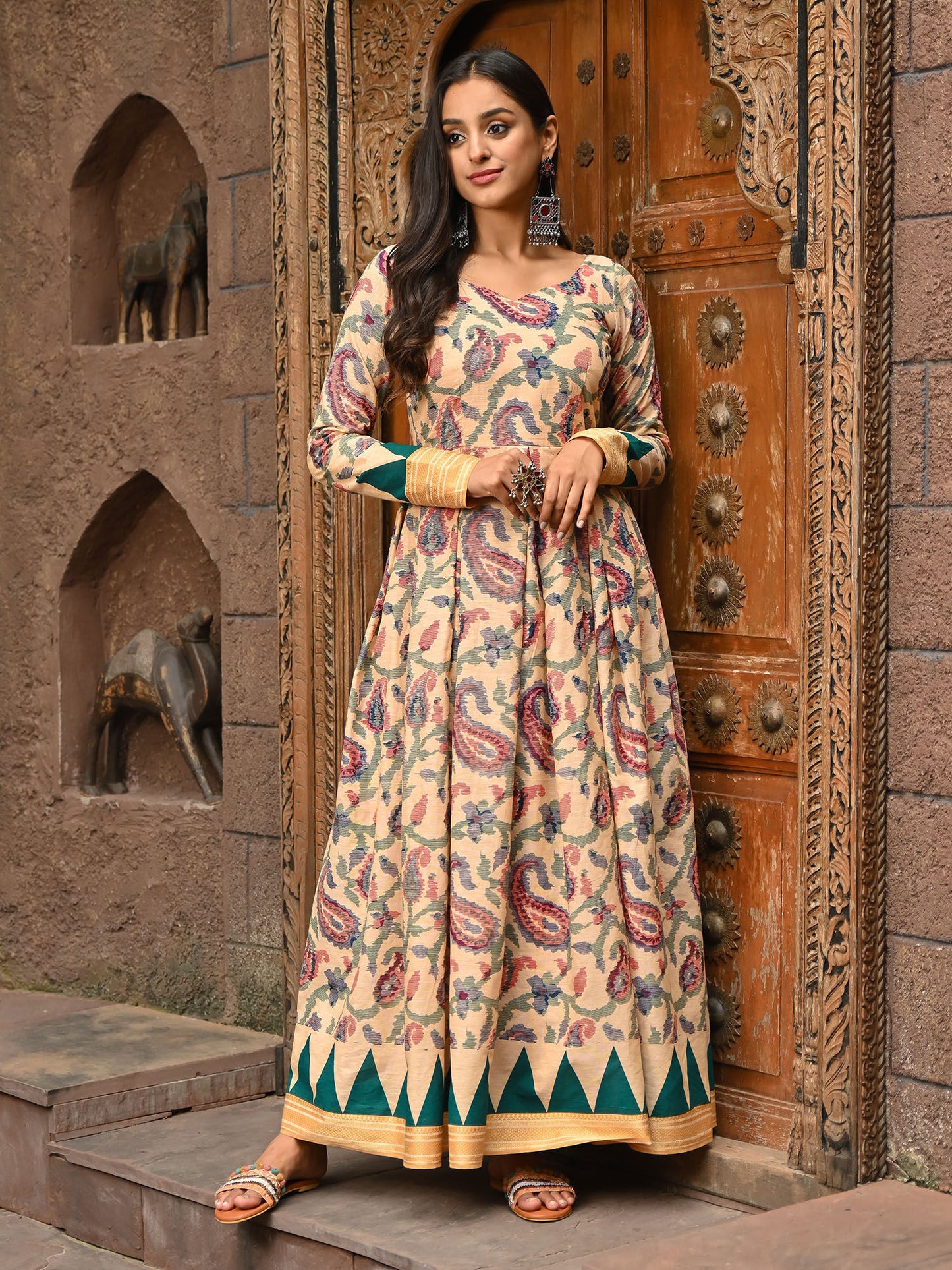 Printed Cotton Fit and Flare Dress