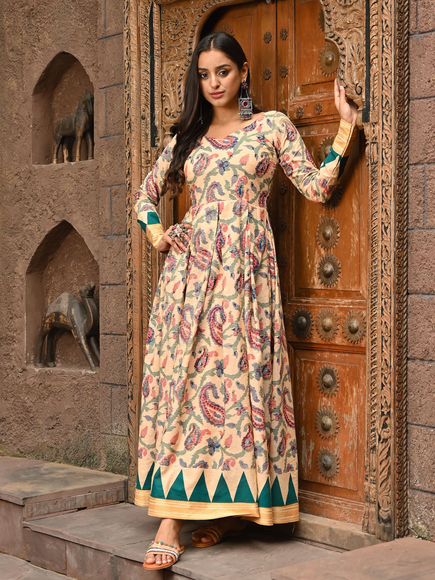 Printed Cotton Fit and Flare Dress