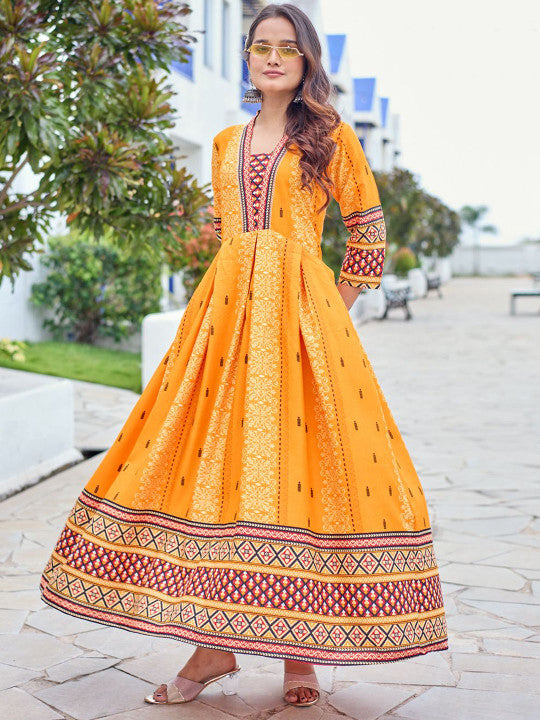 Floral Printed V-Neck Fit And Flare Dresses